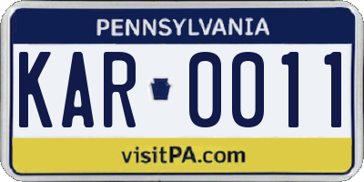PA license plate KAR0011
