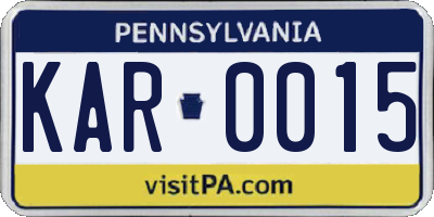 PA license plate KAR0015
