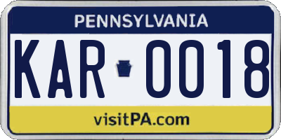 PA license plate KAR0018