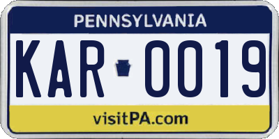 PA license plate KAR0019