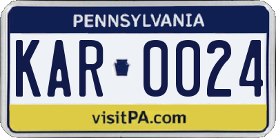 PA license plate KAR0024