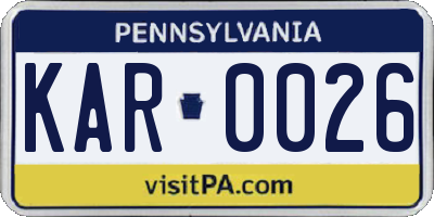 PA license plate KAR0026
