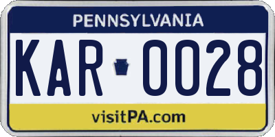 PA license plate KAR0028