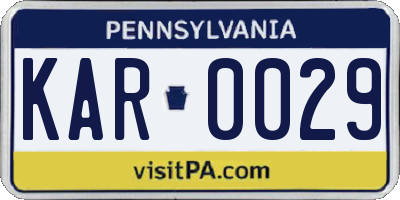 PA license plate KAR0029