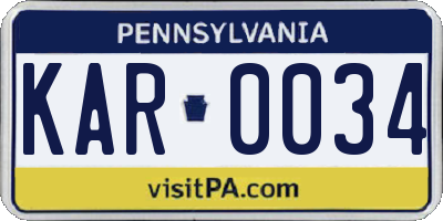 PA license plate KAR0034