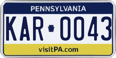 PA license plate KAR0043