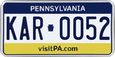 PA license plate KAR0052