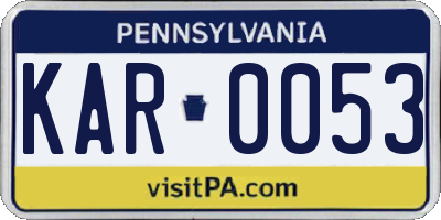 PA license plate KAR0053