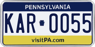PA license plate KAR0055