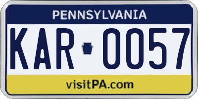 PA license plate KAR0057
