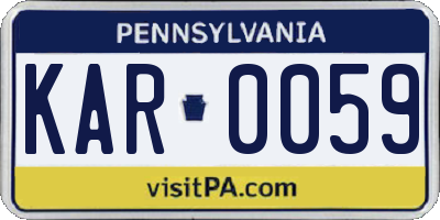 PA license plate KAR0059