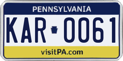 PA license plate KAR0061