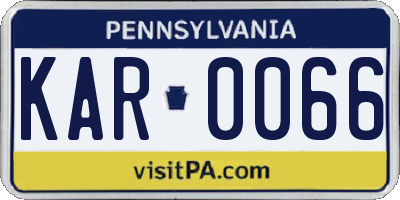 PA license plate KAR0066