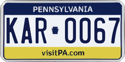 PA license plate KAR0067