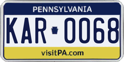 PA license plate KAR0068
