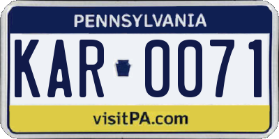 PA license plate KAR0071