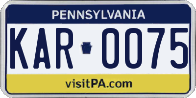 PA license plate KAR0075