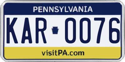 PA license plate KAR0076