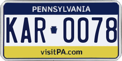 PA license plate KAR0078