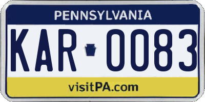 PA license plate KAR0083