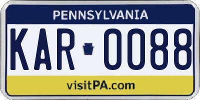 PA license plate KAR0088
