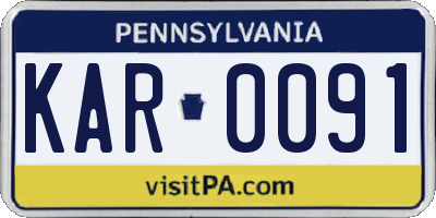 PA license plate KAR0091
