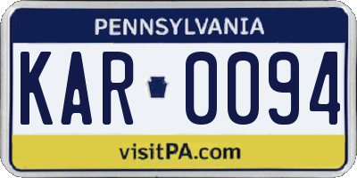PA license plate KAR0094