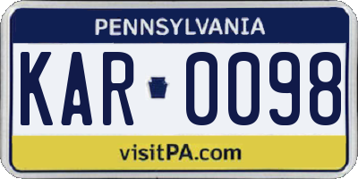 PA license plate KAR0098