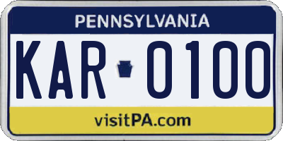 PA license plate KAR0100