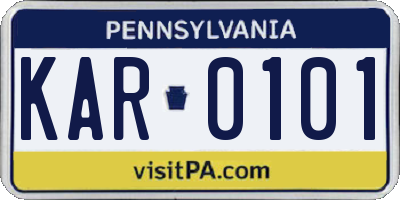 PA license plate KAR0101