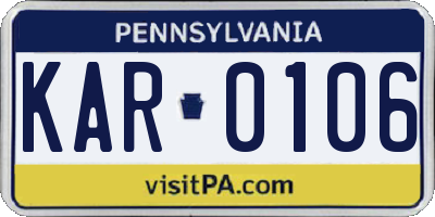 PA license plate KAR0106