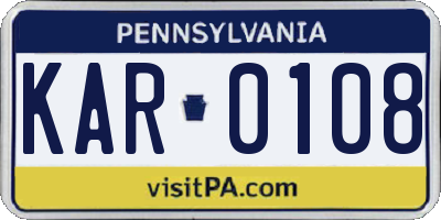 PA license plate KAR0108