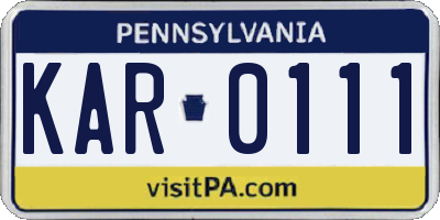PA license plate KAR0111