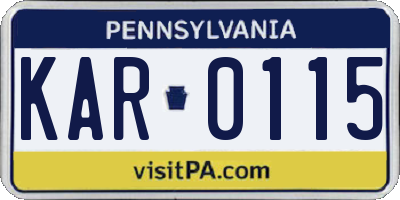 PA license plate KAR0115