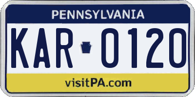 PA license plate KAR0120