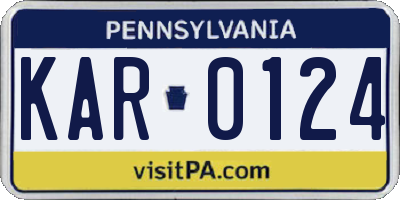 PA license plate KAR0124