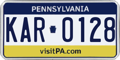 PA license plate KAR0128