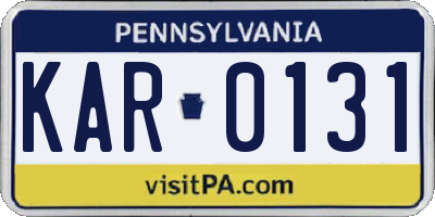 PA license plate KAR0131