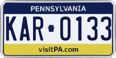 PA license plate KAR0133