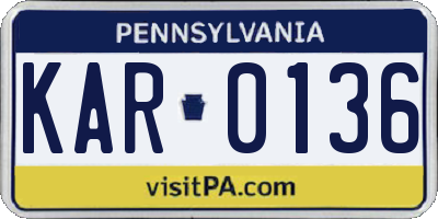 PA license plate KAR0136