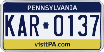 PA license plate KAR0137