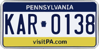 PA license plate KAR0138
