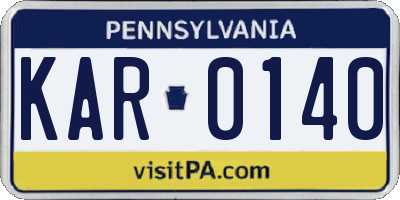 PA license plate KAR0140