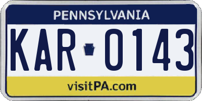 PA license plate KAR0143