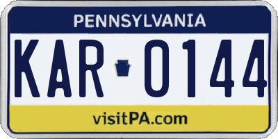 PA license plate KAR0144