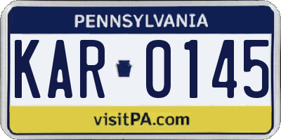 PA license plate KAR0145