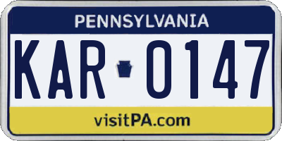 PA license plate KAR0147