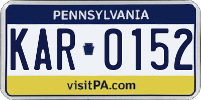 PA license plate KAR0152