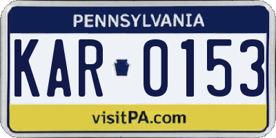 PA license plate KAR0153