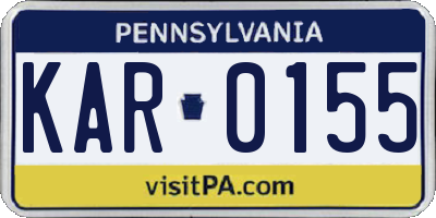 PA license plate KAR0155